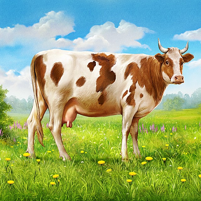 Cow. Illustration for packing ice cream.
