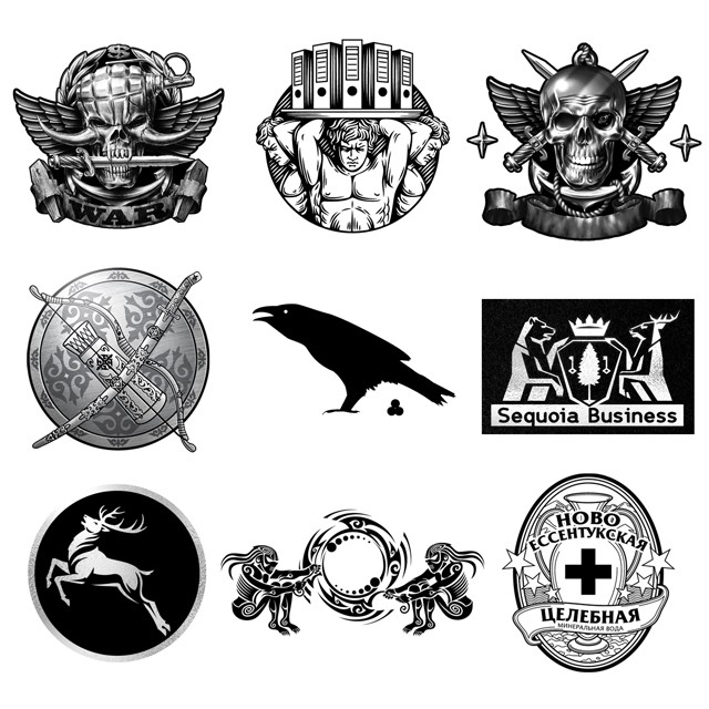 Logos, emblems, coat of arms.