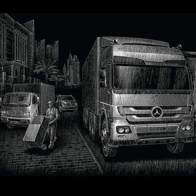 Mercedes. Illustration for advertising.