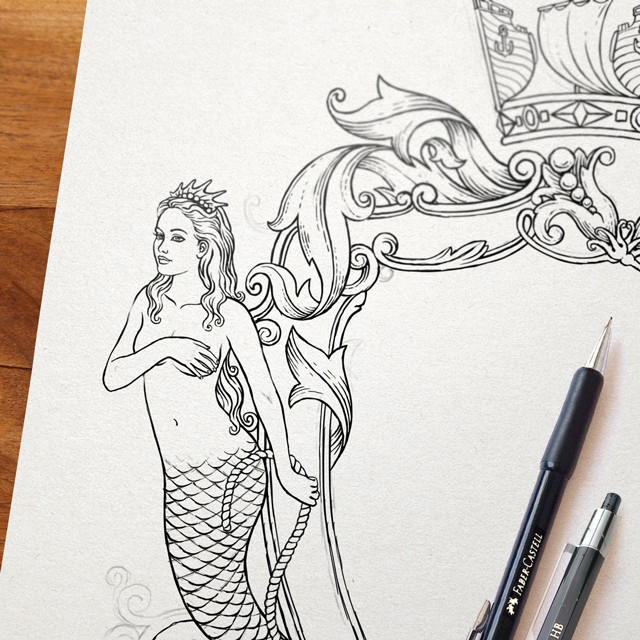 Mermaid. Sketch.