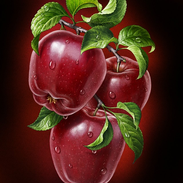 Red apples. Illustration for juice.
