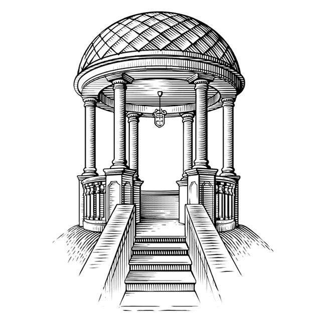 Rotunda. Vector engraving.