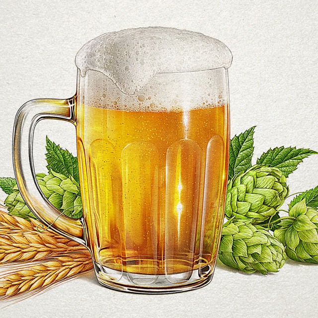 Beer and hops. Illustration for advertising beer.
